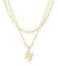 adoyi Dainty Heart Initial Necklaces 14K Gold Plated Layered Letter A-Z Pendant Necklace Stack Trendy Jewelry Birthday Valentines Gifts for Women Jewelry - color: Gold-Letter, style: H