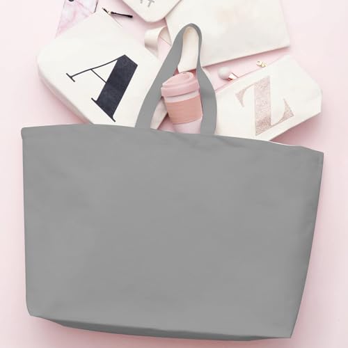 Large Canvas Tote Bag-Extra Big Shopping Beach Totes Bags Reusable Largest Grocery Plain Solid Bag 28"x8"x16" - color: Grey
