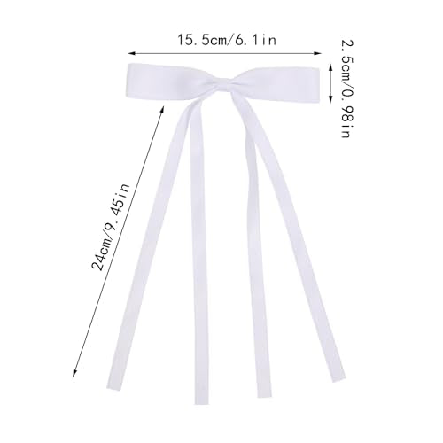 WORTL Hair Bows Clips Coquette Ribbon Bowknot with Long Tail Princess Hair Bows French Barrettes Hair Accessories for Women Girls 16PCS (Rose red, Cream,White, Blue) - color: Rose red,white， Cream, Blue