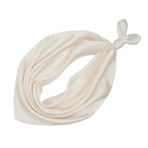 vimate Head Scarf for Women Hair 27'' Square Satin Silk Feeling Bnadana Neck Scarf Handbag Accessories Etc - color: C85#. Beige