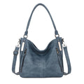 Shoulder Handbags for Women Large Soft Casual PU Leather Hobo Tote Purses - color: A-blue