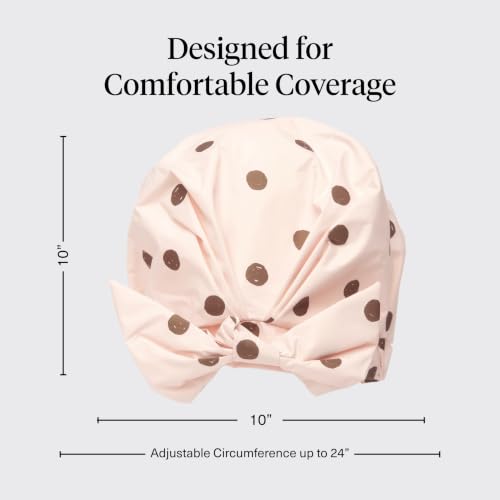 Kitsch Luxury Shower Caps for Women Reusable Waterproof - Large Shower Cap for Women, Non-slip, Quick-dry Hair Cap for Long and Short Hair, Comfortable and Stylish Design - Blush Dot - color: Blush Dot