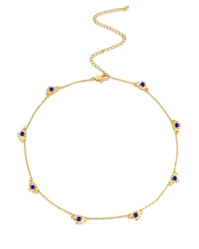 SNGIA Gold Plated Colorful Charm Necklace for Women Adjustable Shell Pearl Crystal Beaded Gemstone Dainty Layering Statement Necklace Gift