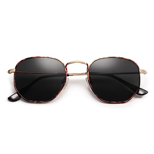 SOJOS Square Polarized Sunglasses for Women Men Small Hexagonal Polygon Shades SJ1072 - color: Multicolor