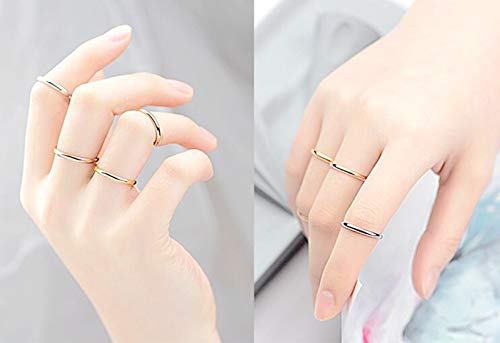 INENIMARTJ 2mm Thin Titanium Stainless Steel Knuckle Stacking Midi Rings,Stackable Dome Band Finger Ring Set for Women Men,5Pcs Simple Stylish Polished Wedding Ring Size 6-11 - size: 9