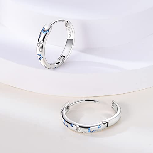 Parmuz 925 Sterling Silver Earrings Hoops for Women Ladies Simple Lightweight Twisted Medium Hoop Earrings With Cubic Zirconia Hypoallergenic Jewelry for Her - color: shining butterfly earring