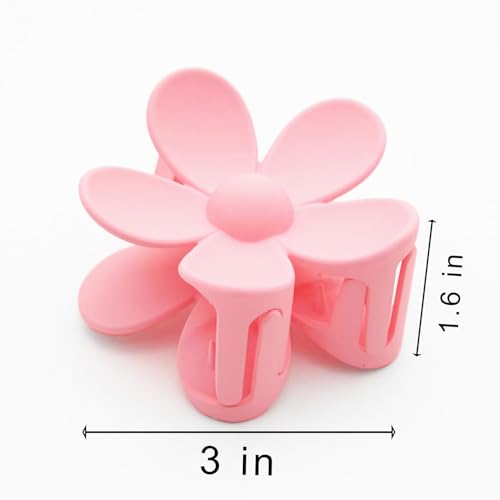 Flower Hair Clips 8PCS, Large Claw Clips for Women Girls Thick Thin Hair, Strong Hold Non slip Big Matte Dasiy Jaw Clamps Hair Accessories 8 Colors - color: Pink, Light Coffee, White, Coffee, Mocha, Beige, Khaki, Light Pink