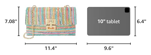 Gets Straw Clutch Purse for Women, Woven Beach Bag Summer Corssbody Purse Small Rattan Shoulder Bag for Travel | Hand-woven - color: Multi-colored 2