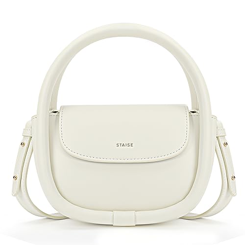 STAISE Designer Top Handle Shoulder Bags for Women, Trendy Mini Crossbody Purses, Women’s Leather Handbags with Straps - color: Cream White