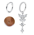 THUNARAZ 2Pcs Belly Button Rings for Women Surgical Stainless Steel Clicker Belly Rings Hoop CZ Heart Butterfly Dangle Navel Rings Belly Piercing Jewelry Silver Tone 14G - color: Silver Tone-Dangle Butterfly