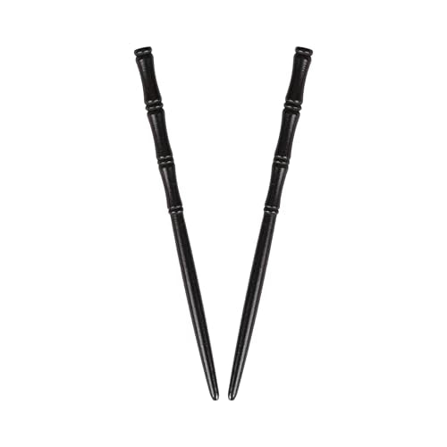 Carved Wooden Hair Sticks Set, Traditional Hair Chopsticks, 7 inches, 2 Pack, Vintage Style (Black) - color: Black