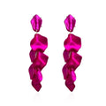 Long Acrylic Rose Petal Earrings Dangle Exaggerated Flower Earrings Drop Statement Floral Tassel Earrings for Women - color: Pearlescent Violet