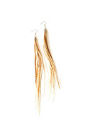 Feather Headz Bohemian handmade long lightweight feather dangle earrings for women - color: Ginger