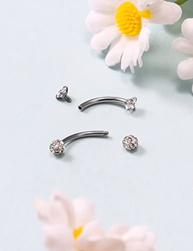 40Pcs 16G Surgical Steel Daith Rook Earring 8mm 10mm Curved Barbell Eyebrow Rings Belly Button Ring Piercing Jewelry for Women Men