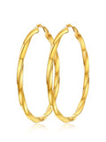 FindChic Twisted Hoop Earrings for Women, Silver/Black/14K Gold Plated Hypoallergenic Hollow Tube Rounded Loop Earrings, 30mm/40mm/60mm/80mm Hoops with Custom Name Options and Gift Box - color: c.Gold, size: 80MM