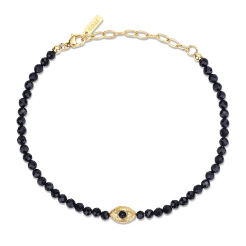 COAI Evil Eye Anklet for Women, Summer Waterproof Anklet for Women Lapis Lazuli Moonstone Black Tourmaline Ankle Bracelet - style: Black Tourmaline