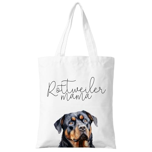 Dog Mama Canvas Tote Bag for Women, Dogs Lover Gift for Dog Mom, Birthday Christmas Cute Rottweiler Gifts For Women. - color: Rottweiler Mama (030)