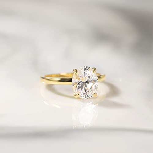 EAMTI 3CT 925 Sterling Silver Engagement Rings Oval Cut Solitaire Cubic Zirconia CZ Wedding Promise Rings for Her Wedding Bands for Women Size 3-11 - color: Sterling Silver-GOLD