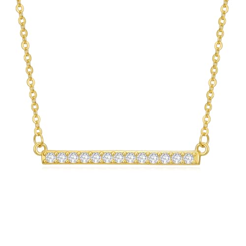 14K Gold Bar Necklace for Women,Gold Bar Pendant Necklace Simple Gold Necklace Non Tarnish Gold Necklace for Mom Minimalist Mothers Day Jewelry Mother's Birthday Christmas Valentine's Day Gifts for Mom Wife Women Her - style: Dainty Gold Bar