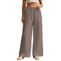 JiXiang Women's Palazzo Pants Wide Leg Boho High Waisted Side Drawstring Lounge Trousers Flowy Casual Loose Lightweight Pants - color: 1-brown, size: 3X-Large