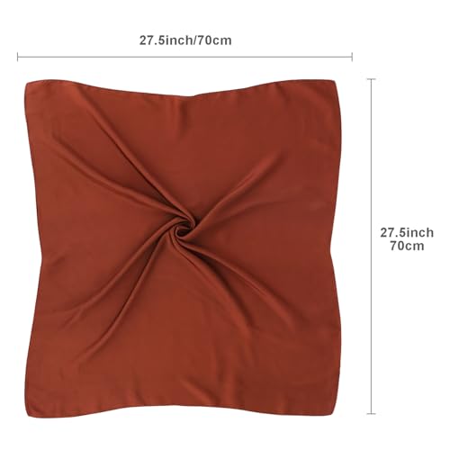 vimate Head Scarf for Women Hair 27'' Square Satin Silk Feeling Bnadana Neck Scarf Handbag Accessories Etc - color: C70#. Brown