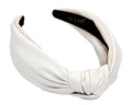 Headbands for Women Off-White Leather Knotted Headband for Women Non-Slip Top Knot Fashion Head band Designer for Womens Hair Girl - color: White