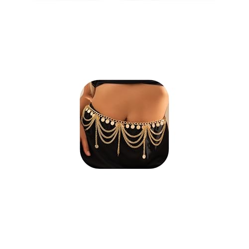 Boho Body Chain Waist Chain Gold Tone Tassel Layered Chain Belt Adjustable Belly Chains Metal Bikini Party Dress - color: Color 5