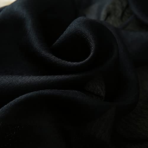 WINCESS YU Women Mulberry Silk Scarf Long & Large Embroidered Floral Pattern Shawl and Wraps Neckerchief for Hair & Neck - color: Sunflower Black
