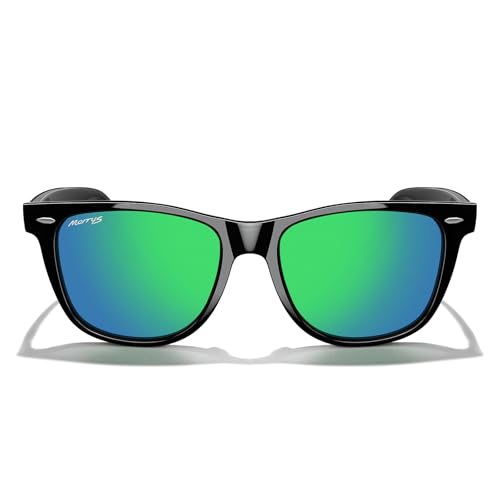 MERRY'S Classic Square Shape Polarized Sunglasses for Womens Mens Retro Designer UV400 Sun Glasses S6140 - color: Black Frame/Green Mirror Lens