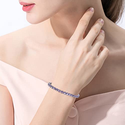 CiNily Adjustable Tennis Bracelets for Women Teen Girls Rainbow Cubic Zirconia Bracelet 14K White Gold Plated Hypoallergenic Slider Bracelet Jewelry Gift - color: Adjustable bracelet-purple