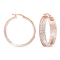 LeCalla 925 Sterling Silver Hoop Earrings for Women | 14K Gold-Plated & Rose Gold-Plated Diamond-Cut Hoop Earrings | Textured Click-Top Hoops Earring Jewelry - color: Rose Gold DC Textured-31MM