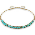 Hat Band for Cowboy Cowgirl, Turquoise Hand Made Replaceable Beaded Belt for Panama Fedora - color: Little turquoise