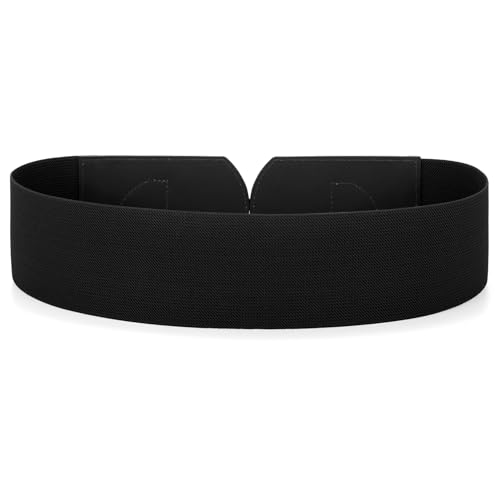 Wide Belts for Women Fashion Elastic Belt for Dresses Vintage Waist Belt Ladies Stretchy Belt Gold Buckle - color: Black(gold), size: Fit Waist Size 40"-43"