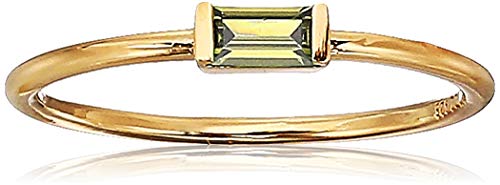 Amazon Essentials 18K Yellow Gold Plated Sterling Silver Cubic Zirconia Fashion Stackable Ring - color: Peridot,August, size: 9