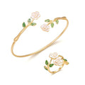 Caiyao 2Pcs Adjustable Sunflower Open Cuff Bangle Bracelets Ring Gold Tone Enamel Daisy Flower Floral Upper Arm Armband Bracelet for Women Boho Summer Inspired Floral Jewelry Gifts - style: StyleC