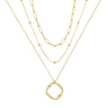 Women's Multi-Layered Gold Necklace, Stackable Delicate 14K Gold Plated Fashion Round Multi Layers Pendant Necklace, Gold Jewelry Set Gifts - color: Gold3