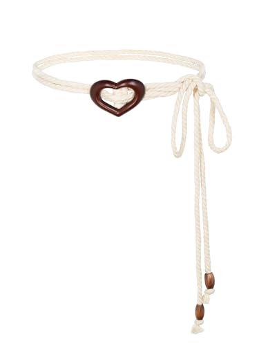 TeeYee Women Boho Rope Belts For Dresses Jeans Belt Adjustable Belt - color: H010white