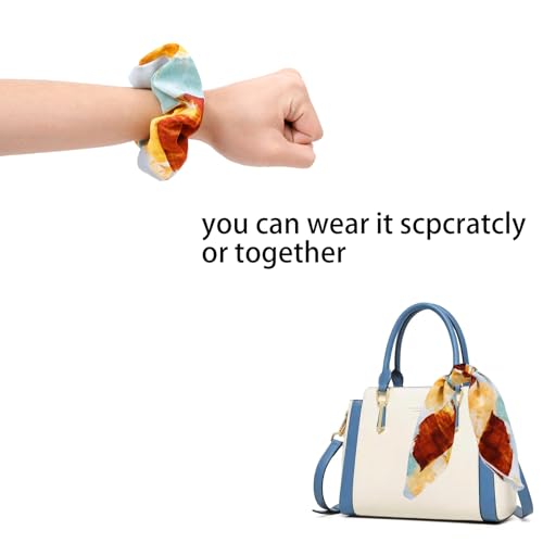 Bow Scrunchies for Women,6PCS Hair Scarf Ties Ponytail | Hair Scarves,Hair Scrunchie with Tails,Bandana Scrunchies,Scarf Ponytail Band,Hair Accessories for Women,2 in 1 - color: check 3B