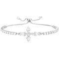 VIBILIA Bracelets for Women, Cross Bracelets for Women Trendy, Dainty Tennis Bracelet, Catholic Gift for Mom Daughter Wife Sister Friend, Communion Gift on Birthday Valentine's Day Easter Mother's Day - color: B. Silver-White