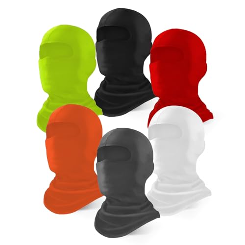 Xeoxarel 6 Pack Balaclava Ski Mask for Men/Women, Full Face Cover - color: Multicolor (Black, Grey, White, Orange, Red, Green)