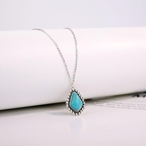 Colloca Turquoise Pendant Necklace for Women, 925 Sterling Silver Western Bohemian Necklace, Boho Jewelry, Gift Box included