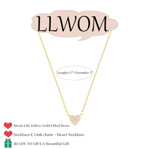 LLWOM Gold Necklace for Women-14k Gold Plated Infinity Necklace Star Of David Necklace Evil Eye Cross Pendants Heart Dainty Gold Necklace For Women - color: Gold, style: 19 Zircon Hearts