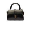 MOON CANTA Mini Crossbody Bag for Women – Small Faux Leather Shoulder Purse with Gold Lock, Elegant Design for Daily Use - color: Black