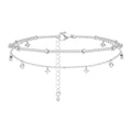 Gold/Sterling Silver Anklet Bracelets for Women Waterproof, Non Tarnish 925 Sterling Sliver Plated Heart Evileye Butterfly Charm, Dainty Summer Beach Anklets for Women, Beach Vacation Bikini Outfits for Her Mom - style: CZ-Silver