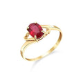 Galaxy Gold 14K Solid Gold 1.15 Carat Natural Ruby Oval Ring for Women - Yellow Gold Fine Jewelry