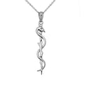 Claddagh Gold Fine Sterling Silver Rod of Asclepius Medicine Symbol Pendant Necklace