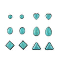 Dreuyet 4 Pairs Turquoise Earrings for Women Small Geometric Oval Round Flower Earrings Turquoise Bohemian Jewelry - style: set D