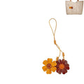 Handmade Genuine Leather Flower Bag Charm-Boho Accessories Leather Flowers Key Chain Purse Pendant Charms - color: D
