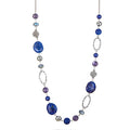 BULINLIN Beaded Long Necklace for Women Silver Sweater Chain Necklace with Crystal Resin Beads, Fashion Jewelry Necklace - color: Sapphire
