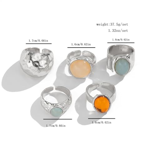 Dainty Crystal Gold Knuckle Ring Stackable Set for Women Non Tarnish, Statement Chunky Zircon Silver Midi Finger Thumb Rings Vintage Y2k Party Jewelry Gifts - color: Silver